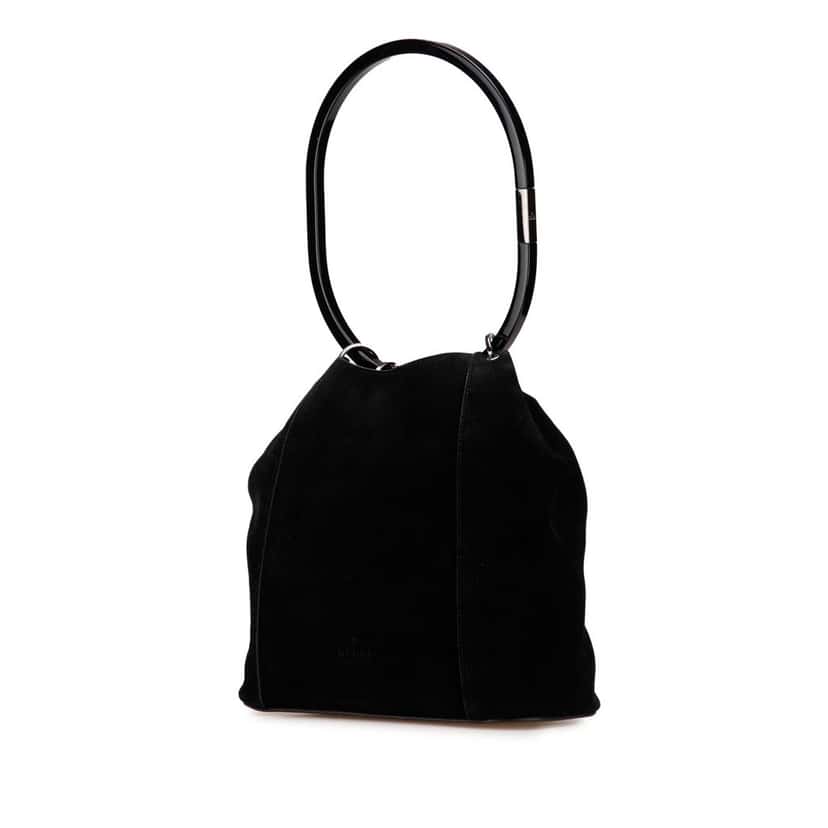 Gucci Suede Resin Hoop Handle Handbag Black Leather Good condition - Back View