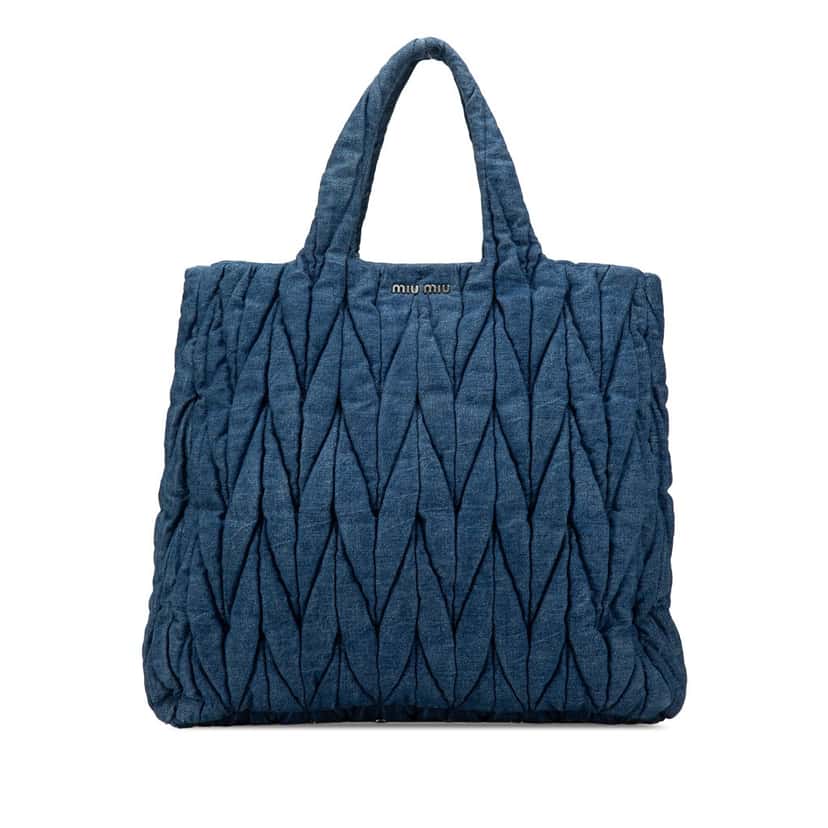 Miu Miu Matelasse Denim Satchel Blue Denim Good condition - Front View