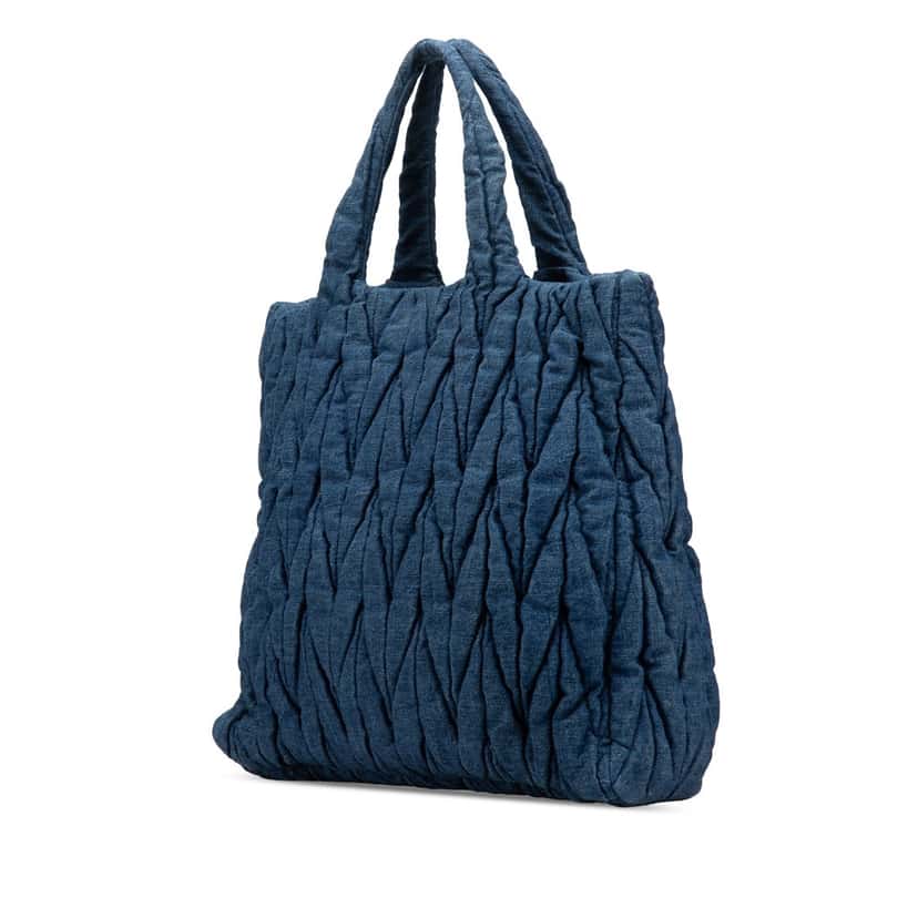 Miu Miu Matelasse Denim Satchel Blue Denim Good condition - Back View