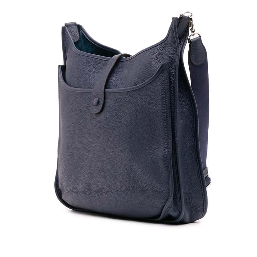 Hermès Clemence Evelyne III 33 Blue Leather Good condition - Back View