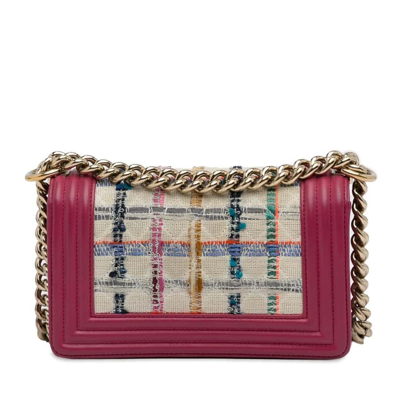 Chanel Small Tweed Boy Bag Pink Tweed Good condition - Inside View
