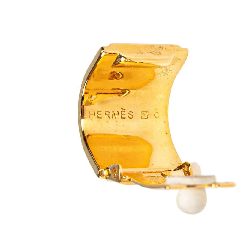 Hermès Enamel Cloisonne Clip On Earrings Blue Good condition - Inside View