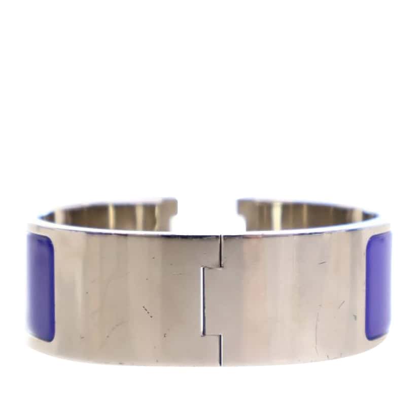 Hermès Wide Enamel Clic Clac H Bracelet PM Blue Good condition - Back View