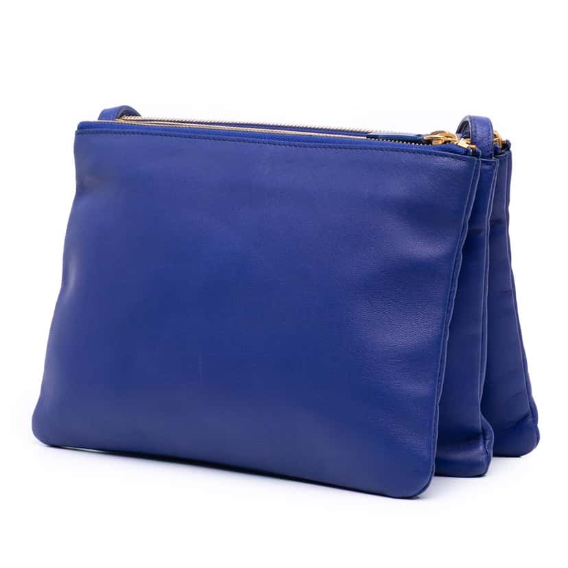 Celine Large Lambskin Trio Crossbody Blue Leather Good condition - Back View