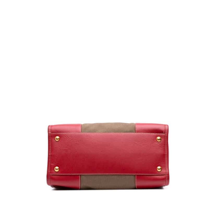 Prada Saffiano Trimmed Canvas Canapa Logo Satchel Brown Canvas Good condition - Inside View