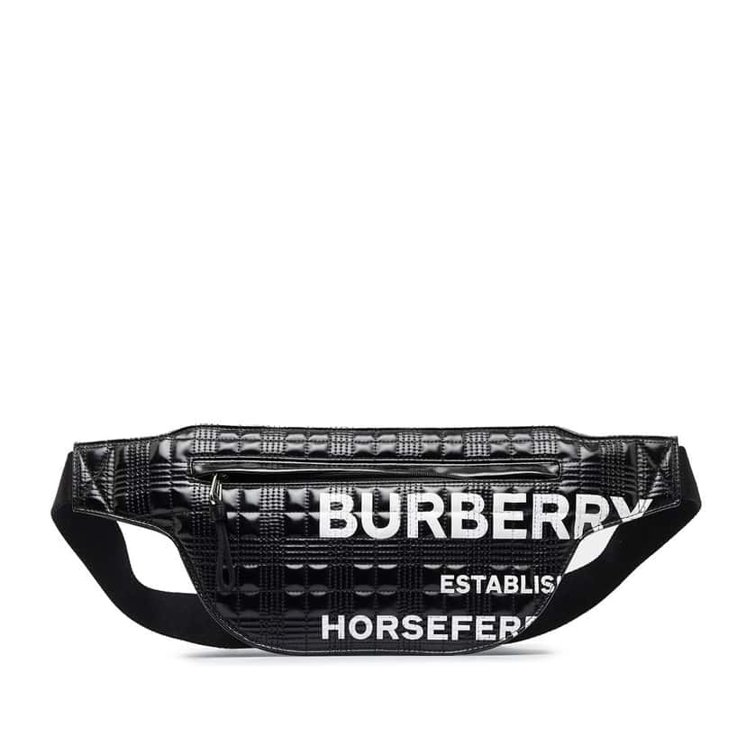 Burberry Quilted Horseferry Print Belt Bag Black Canvas Good condition - Front View