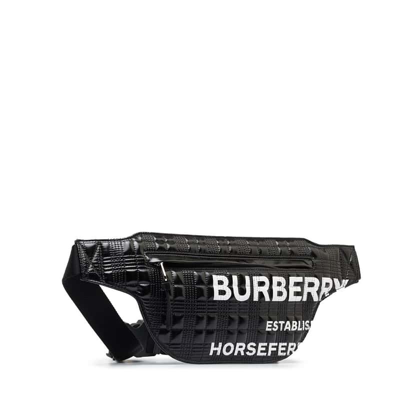 Burberry Quilted Horseferry Print Belt Bag Black Canvas Good condition - Back View