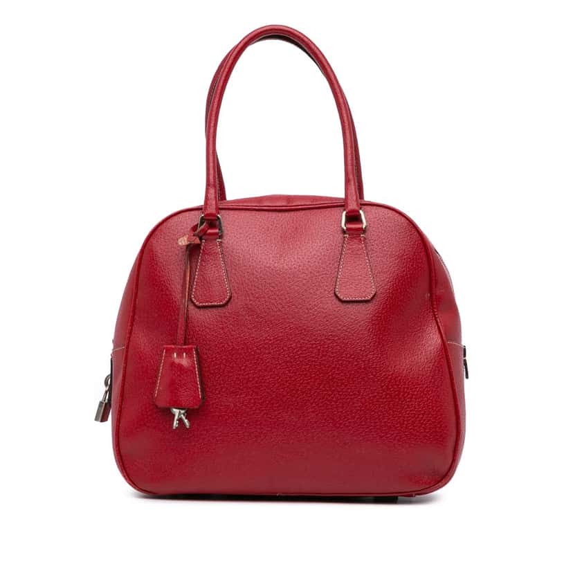 Prada Cinghiale Bauletto Handbag Red Leather Good condition - Front View