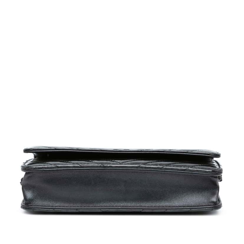 Chanel CC Chevron Quilted Crumpled Calfskin Wallet On Chain Black Leather Good condition - Inside View