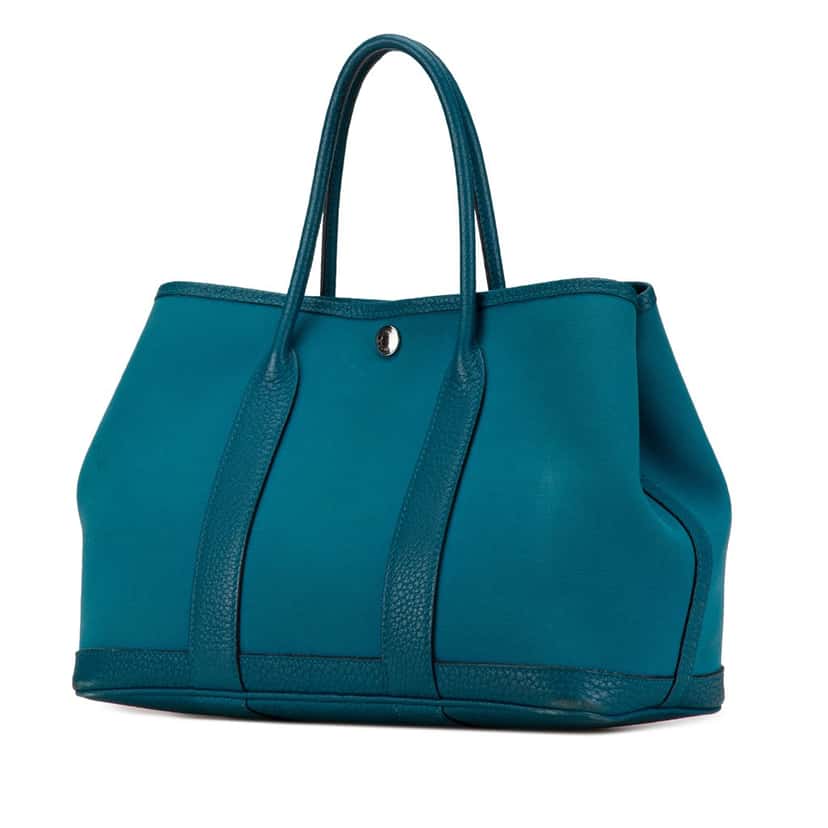 Hermès Toile and Negonda Garden Party 30 Blue Canvas Good condition - Back View