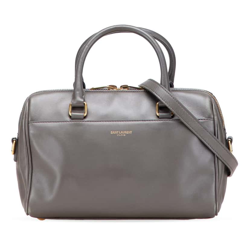 Saint Laurent Baby Leather Classic Duffle Satchel Grey Leather Good condition - Front View
