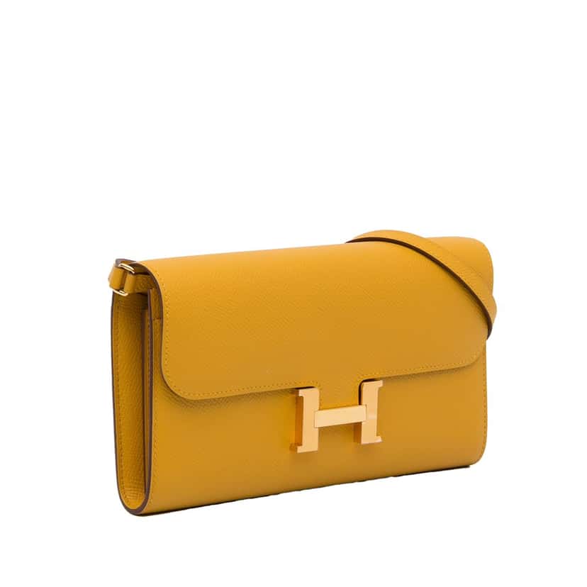 Hermès Epsom Constance Long To Go Wallet Yellow Leather Good condition - Back View