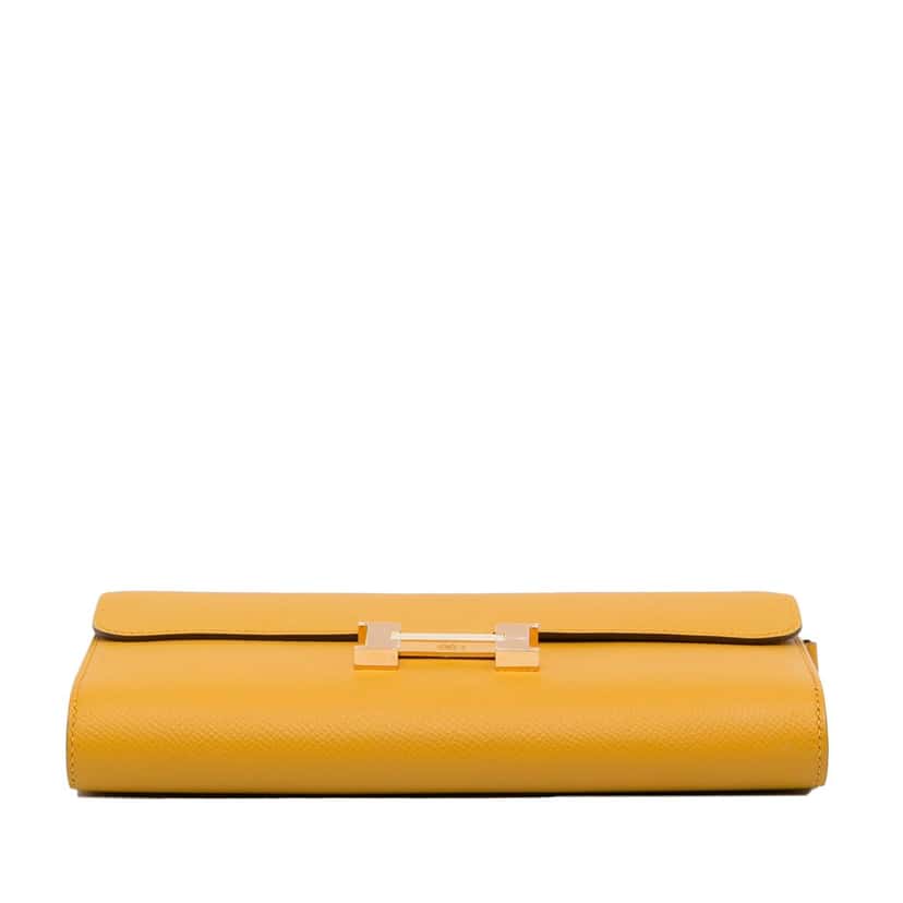 Hermès Epsom Constance Long To Go Wallet Yellow Leather Good condition - Box View