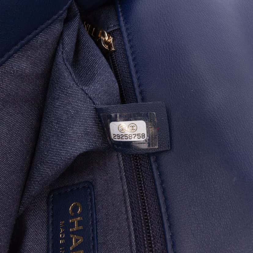 Chanel Small Lambskin Elegant Chain Single Flap Blue Leather Good condition - Box View