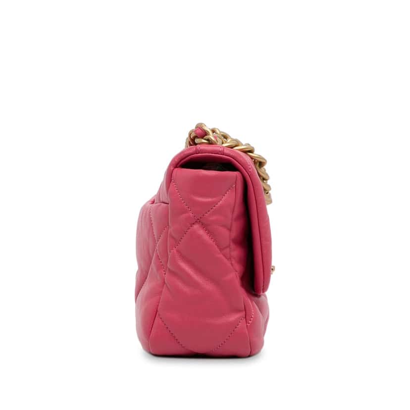 Chanel Medium Lambskin 19 Flap Pink Leather Good condition - Inside View