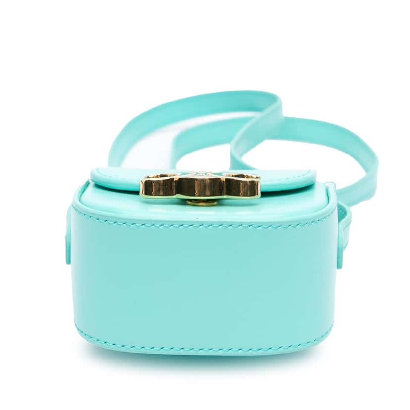 Celine Leather Triomphe AirPods Case with Strap Blue Leather Good condition - Inside View