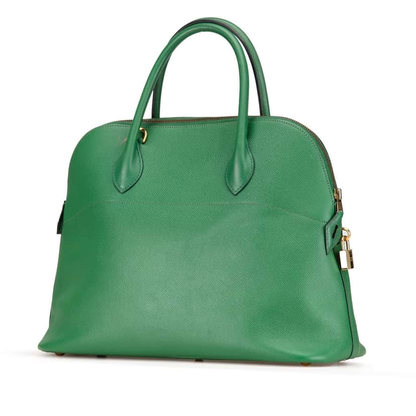 Hermès Courchevel Bolide 35 Green Leather Good condition - Back View