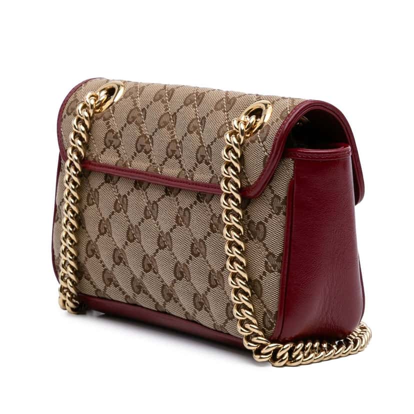 Gucci Mini GG Marmont Matelasse Canvas Flap Crossbody Brown Canvas Good condition - Back View