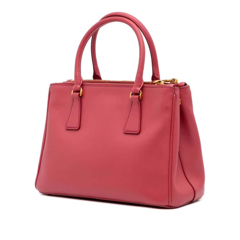 Prada Small Saffiano Lux Galleria Double Zip Satchel Pink Leather Good condition - Back View