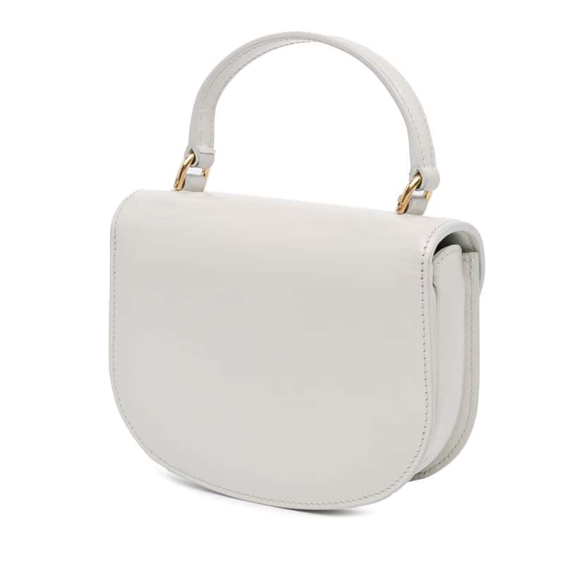 Celine Mini Patent Besace Clea Satchel White Leather Good condition - Back View