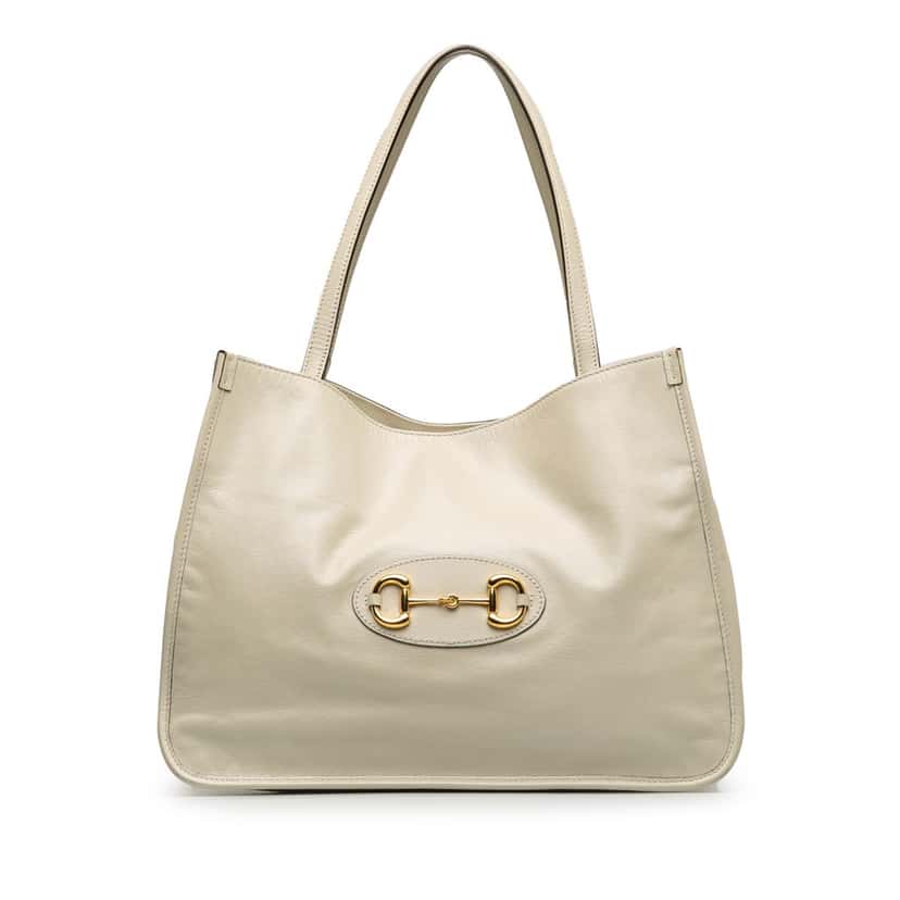 Gucci Horsebit 1995 Leather Tote Bag White Leather Good condition - Front View