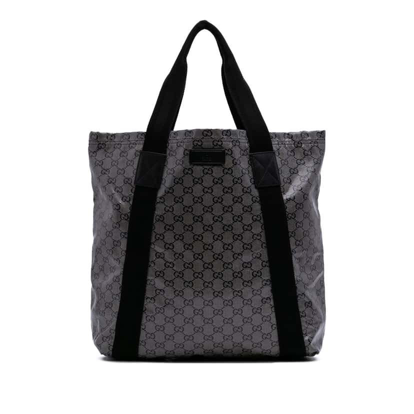 Gucci GG Crystal Web Tote Grey Canvas Good condition - Front View