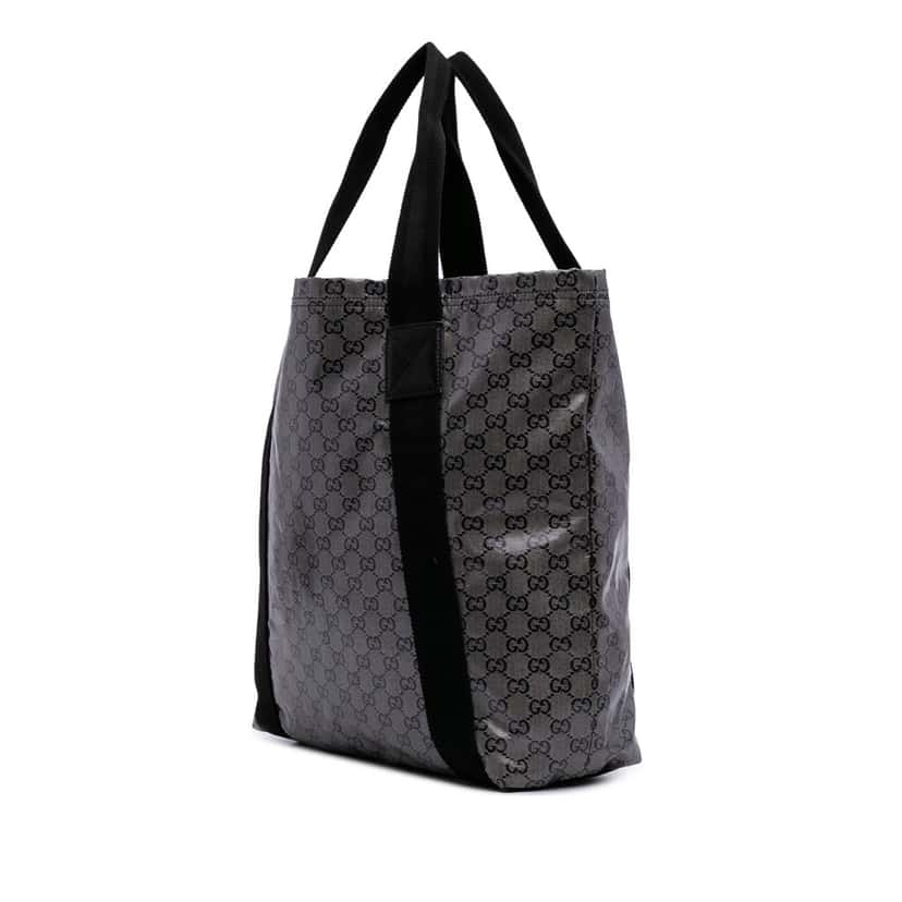 Gucci GG Crystal Web Tote Grey Canvas Good condition - Back View