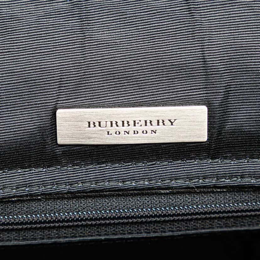 Burberry Nova Check Trimmed Leather Handbag Black Leather Good condition - Box View