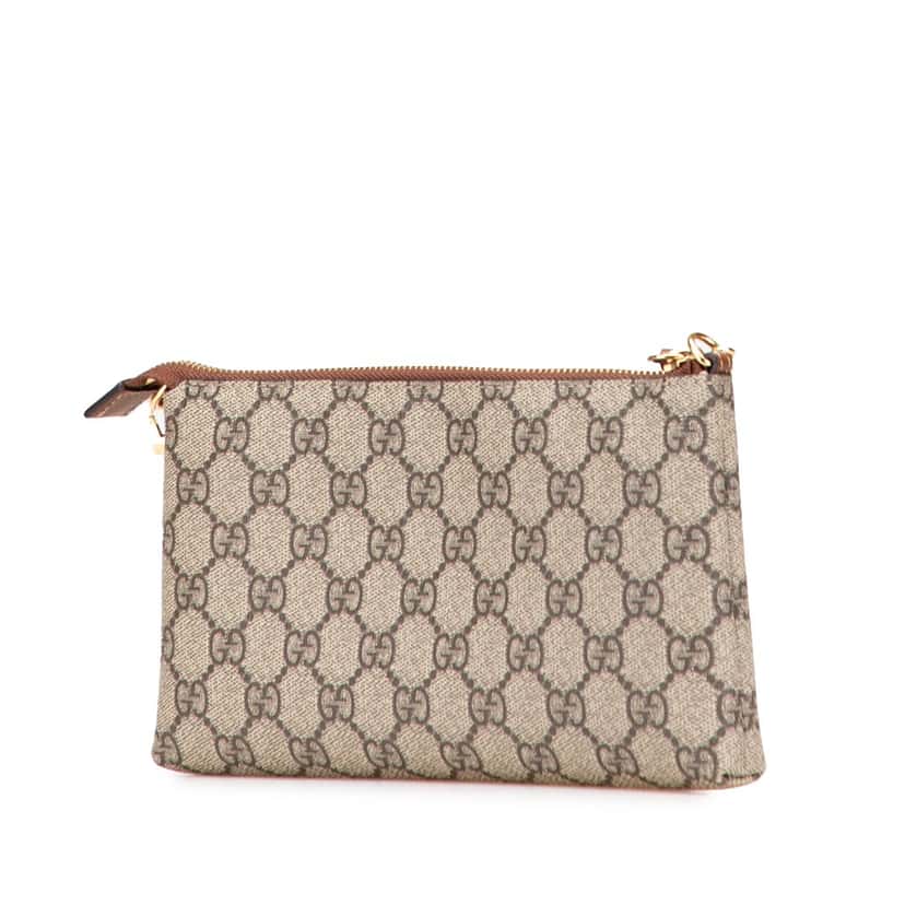 Gucci GG Supreme Embroidered Butterfly Chain Pochette Brown Canvas Good condition - Back View