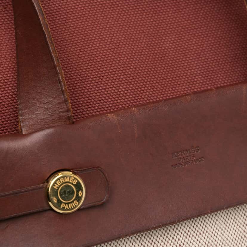 Hermès Herbag Cabas MM Brown Canvas Good condition - Box View