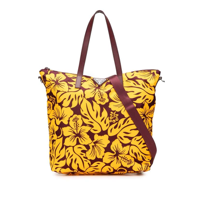 Prada Tessuto Stampato Tote Yellow Good condition - Front View