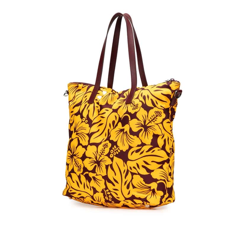 Prada Tessuto Stampato Tote Yellow Good condition - Back View