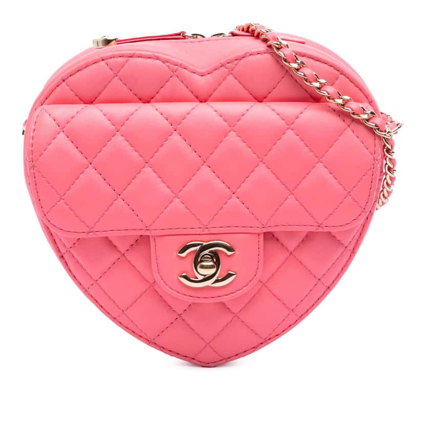 Chanel Lambskin CC in Love Heart Crossbody Pink Leather Good condition - Front View