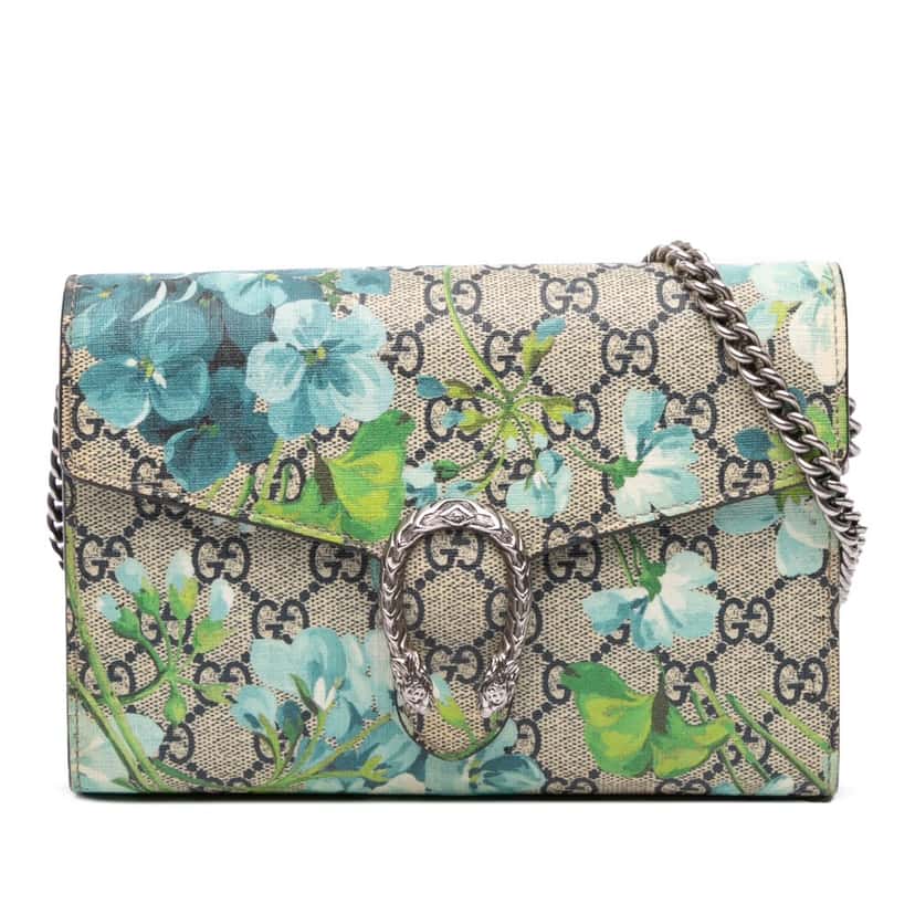 Gucci GG Supreme Dionysus Blooms Chain Wallet Brown Canvas Good condition - Front View