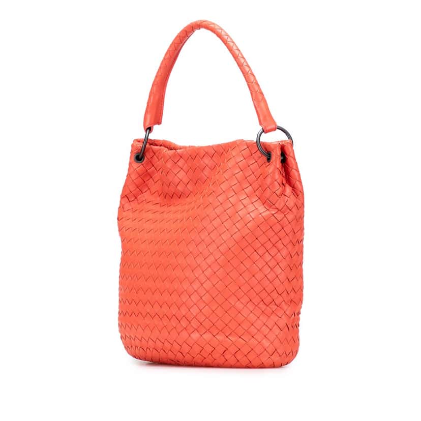 Bottega Veneta Nappa Intrecciato Bucket Bag Orange Leather Very good condition - Back View