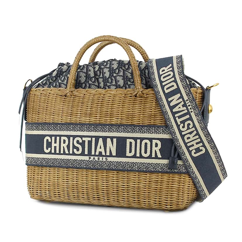 Dior Oblique Wicker Basket Bag Brown Good condition - Front View