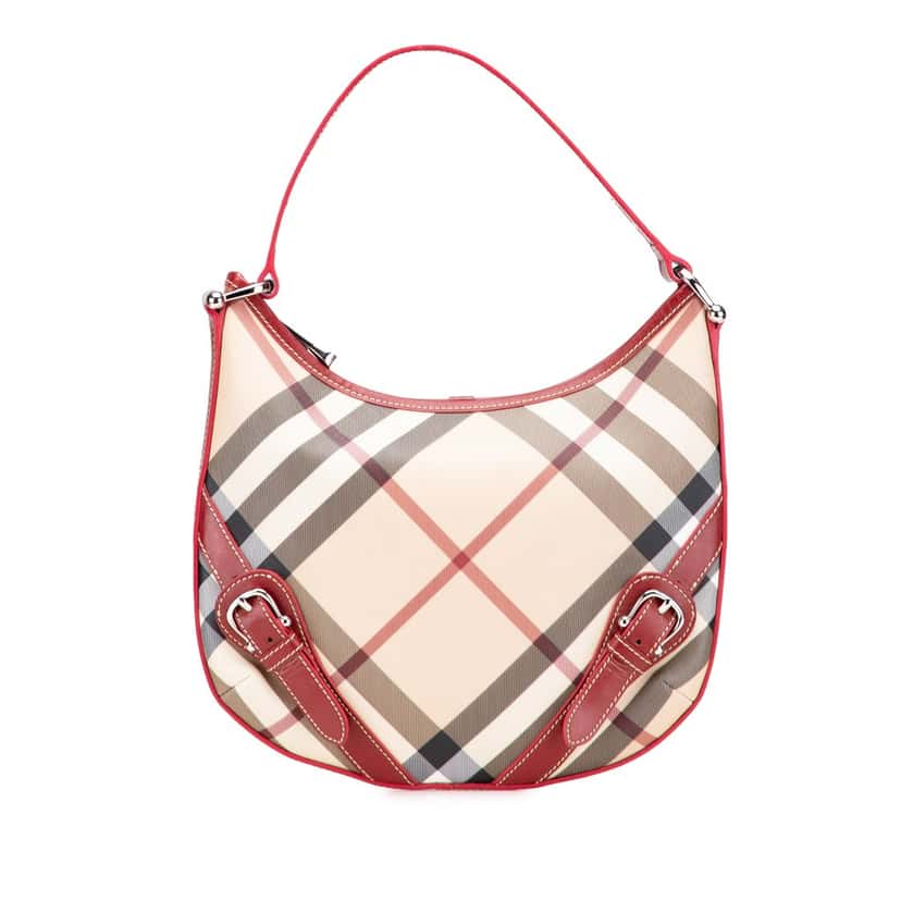 Burberry Supernova Check Coated Canvas Larkin Hobo Brown Canvas Very good condition - Front View