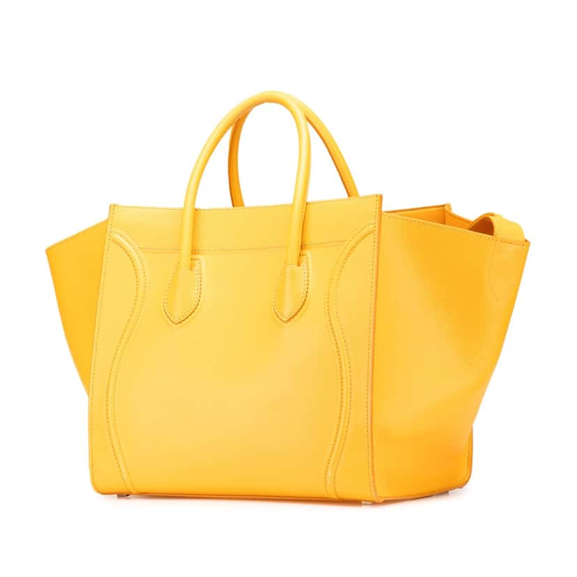 Celine Medium Leather Phantom Luggage Tote Yellow Leather Good condition - Back View