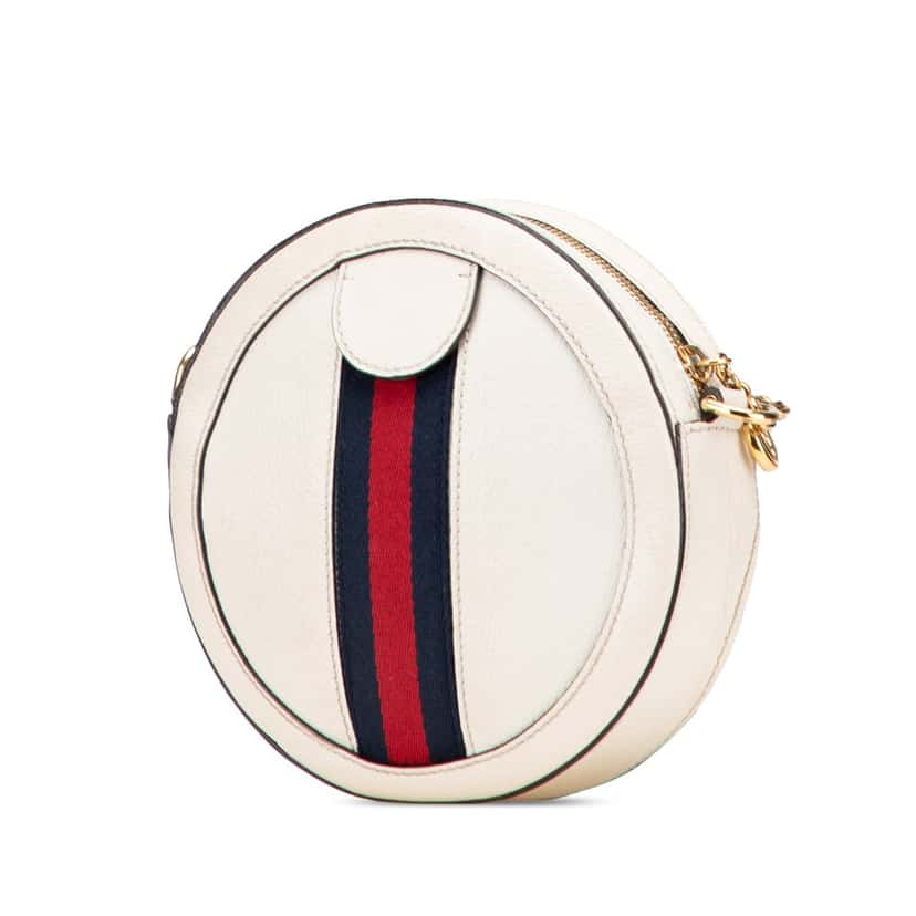 Gucci Mini Leather Ophidia Round Crossbody White Leather Good condition - Back View
