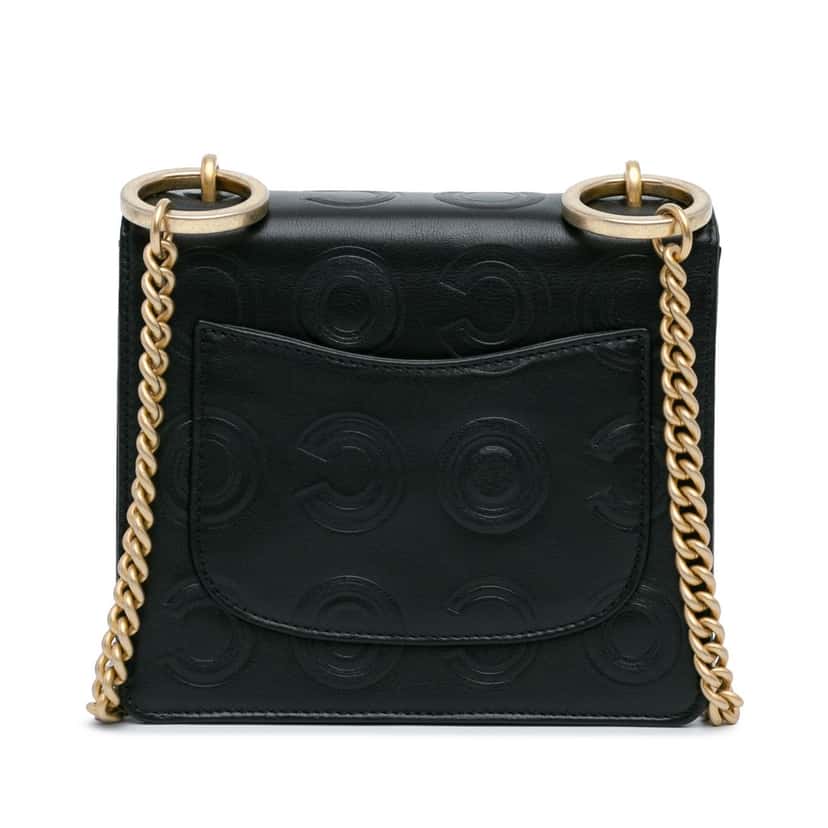 Chanel Mini Square Calfskin Coco Embossed Flap Black Leather Good condition - Inside View