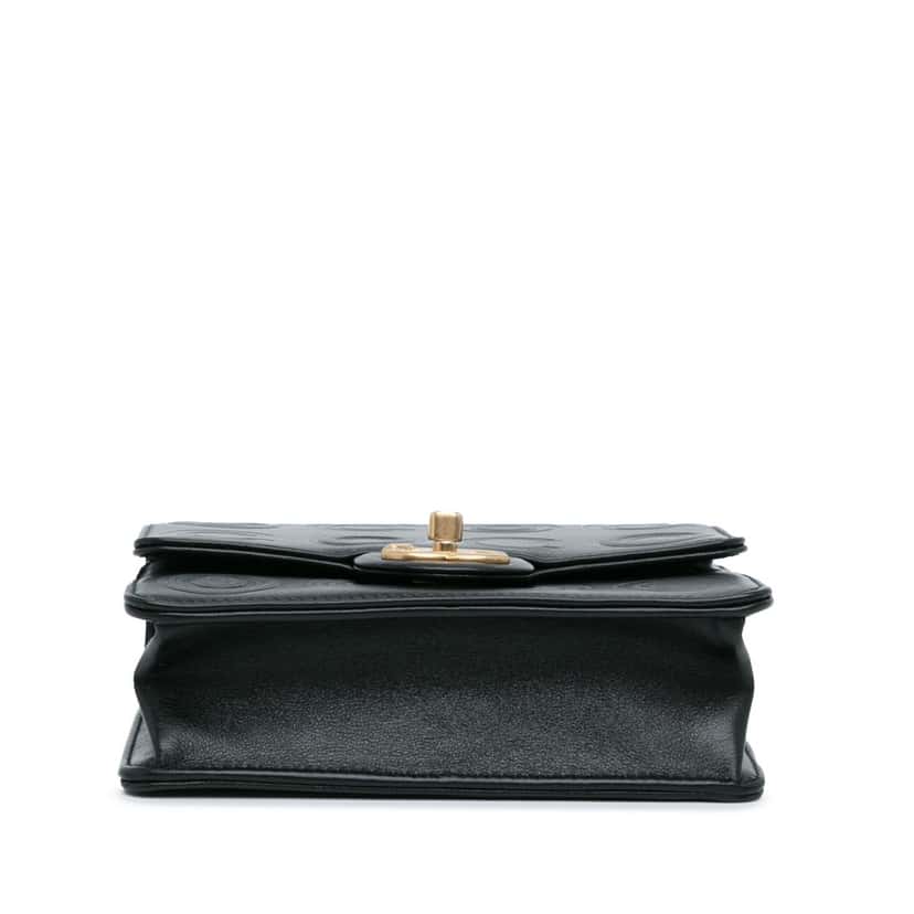 Chanel Mini Square Calfskin Coco Embossed Flap Black Leather Good condition - Model View