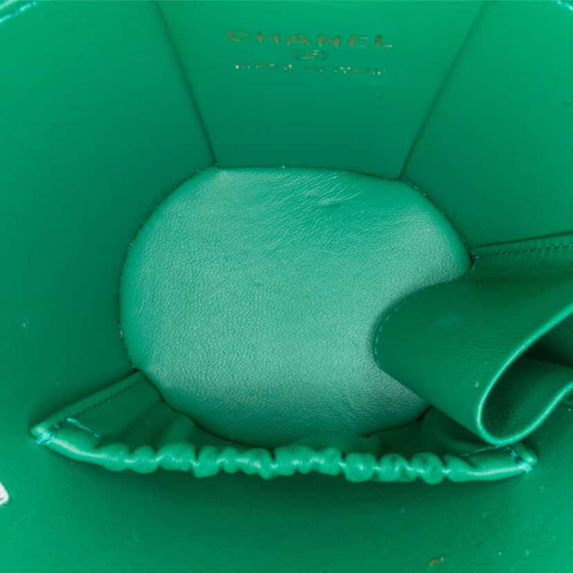 Chanel Quilted Lambskin Afternoon Tea Vanity Case with Chain Green Leather Good condition - Box View