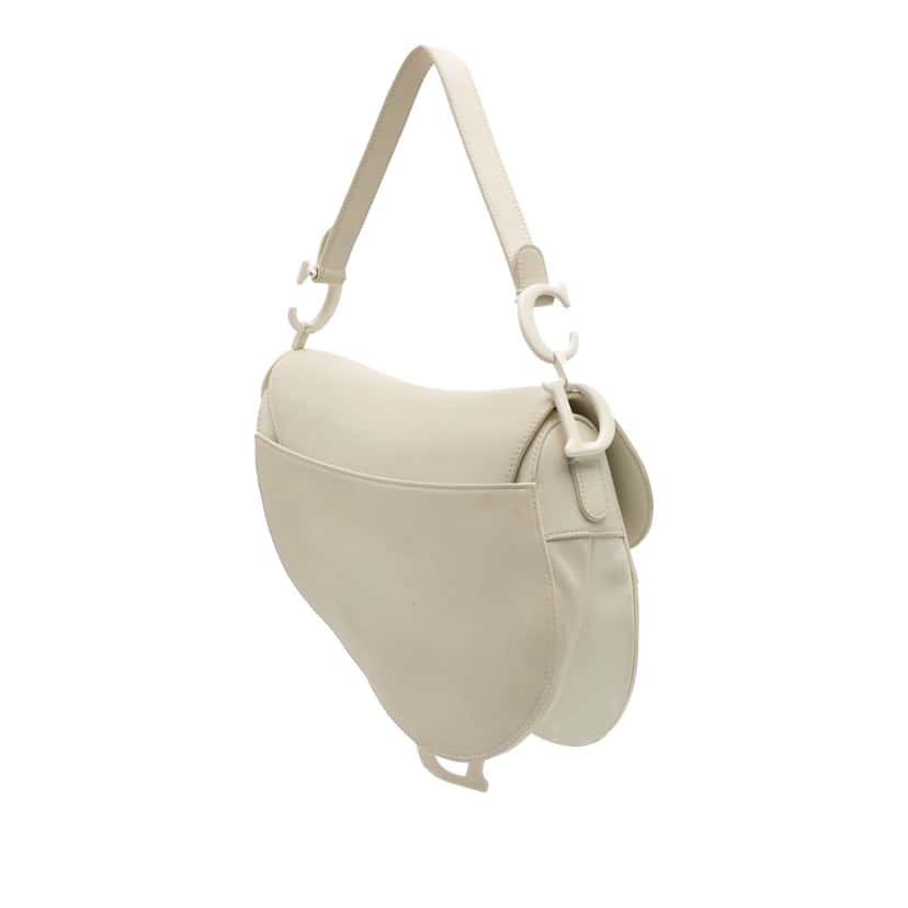 Dior Ultra Matte Calfskin Saddle Bag White Leather Good condition - Back View
