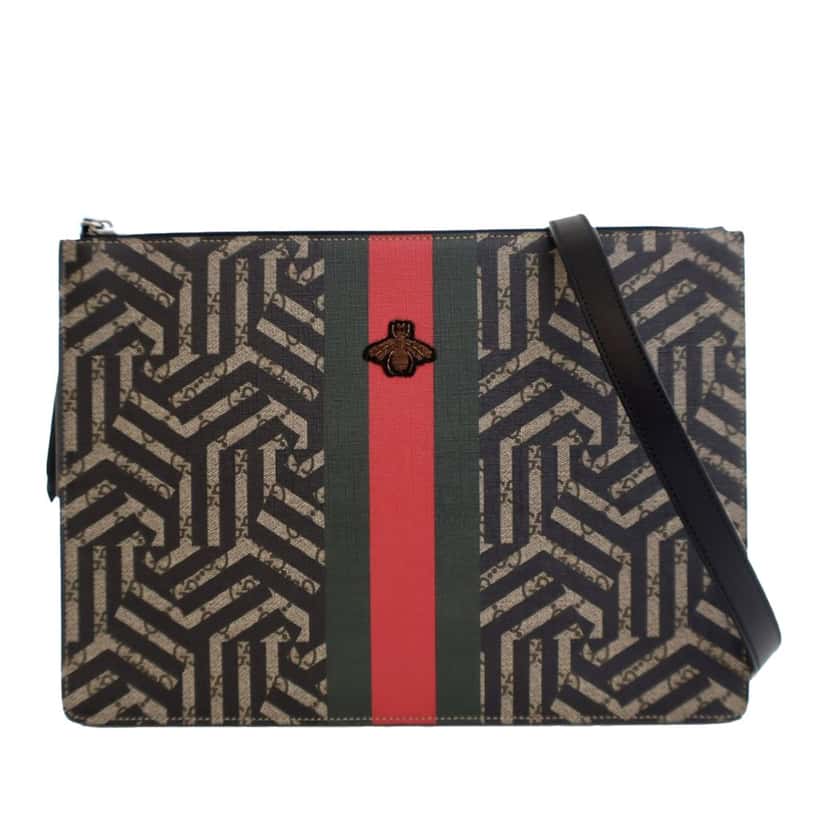 Gucci GG Supreme Caleido Web Messenger Bag Brown Canvas Good condition - Front View