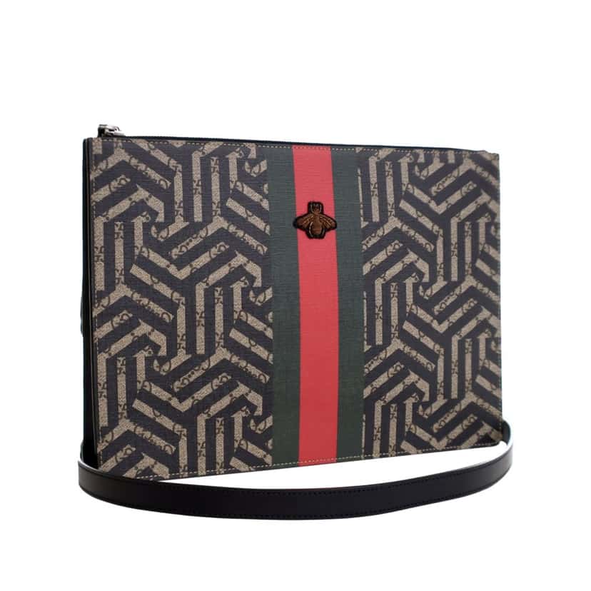 Gucci GG Supreme Caleido Web Messenger Bag Brown Canvas Good condition - Back View