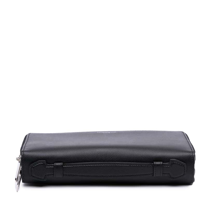 Saint Laurent Grain De Poudre Double Zip Around Travel Organizer Wallet Black Leather Good condition - Inside View