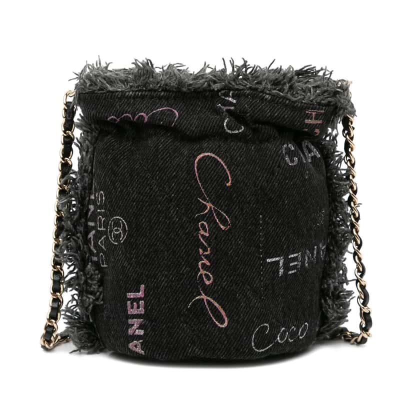 Chanel Mini Denim Mood Bucket with Chain Grey Denim Good condition - Inside View