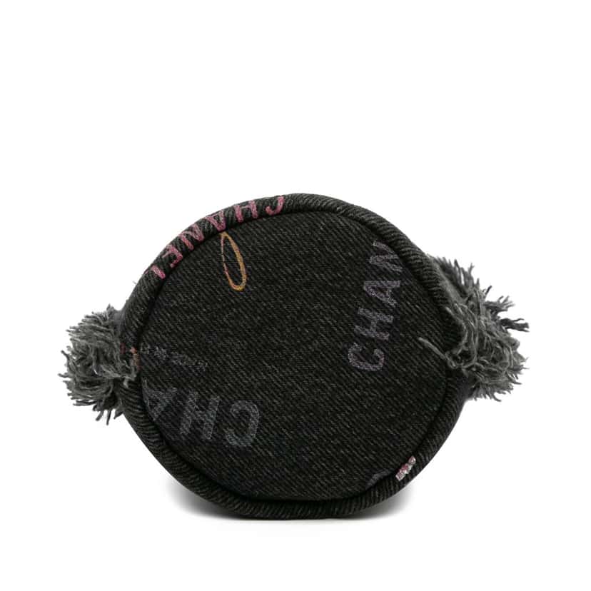 Chanel Mini Denim Mood Bucket with Chain Grey Denim Good condition - Model View