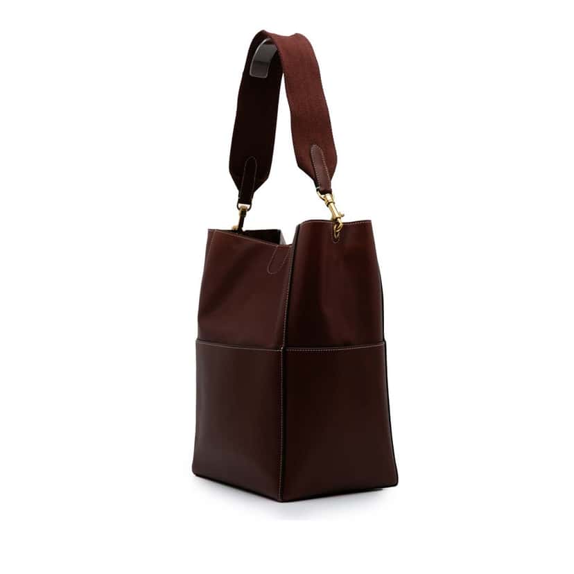 Celine Medium Leather Seau Sangle Bucket Bag Red Leather Good condition - Back View