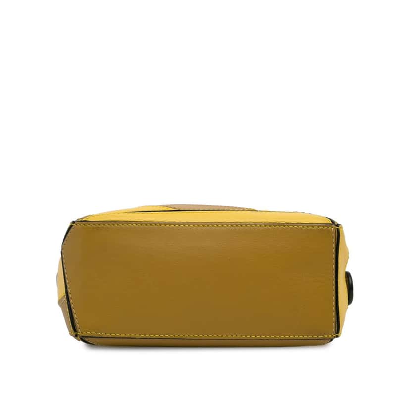 Loewe Mini Calfskin Puzzle Rugby Stripe Satchel Yellow Leather Good condition - Box View